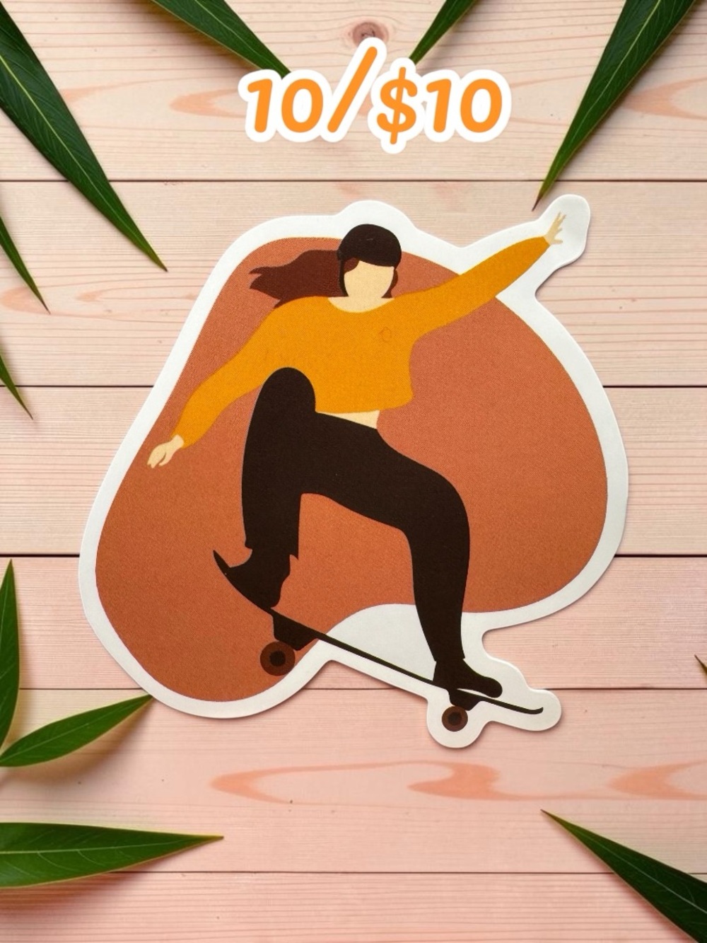 Skateboarder Sticker – Modern Skateboarding Vinyl Decal | Skater Girl Design